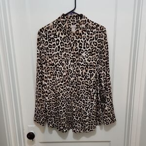 Chico's Animal Print Women's Button-Down Blouse Size 2 (US size Large)